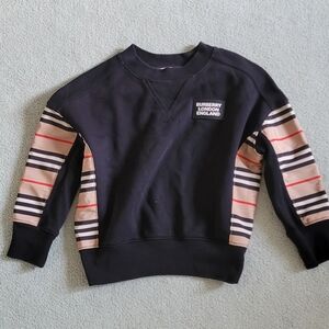 Burberry Black Sweatshirt with Striped Sleeves